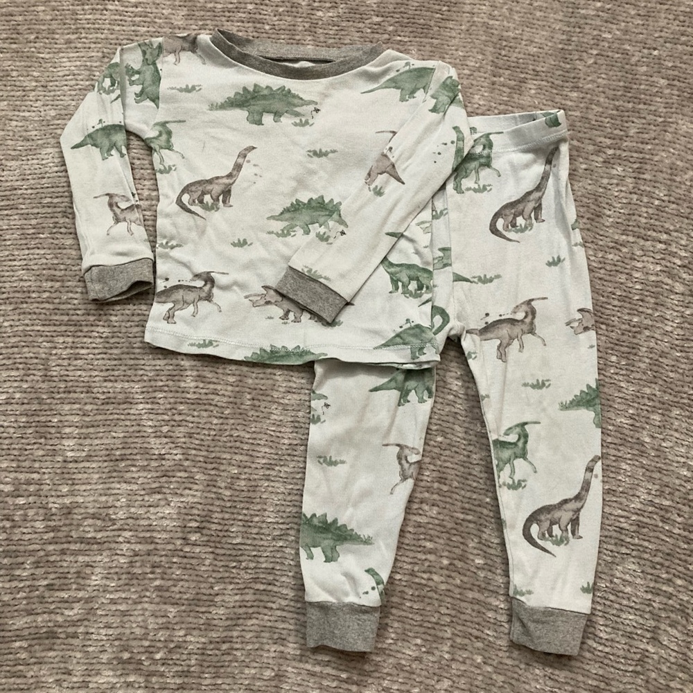 Burt’s Bees Baby Dinosaur Pajama Set Size 18 Months‎ PJs 100% Organic Cotton